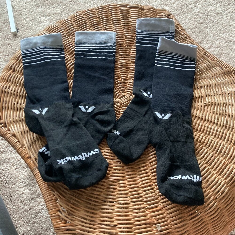 Two Pair of Swiftwick Aspire Seven Thin Lightweight Crew Cycling Socks